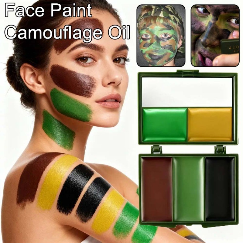 Driekleurige camouflage gezich - Camo Face Paint recensie en prijs